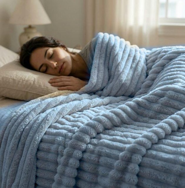 Plaid Tressé XXL – coloris bleu