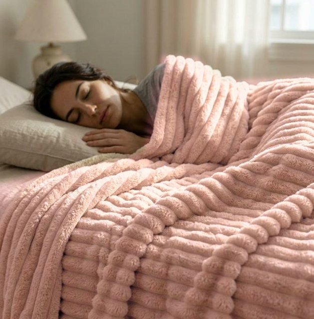 Plaid Tressé XXL – coloris rose