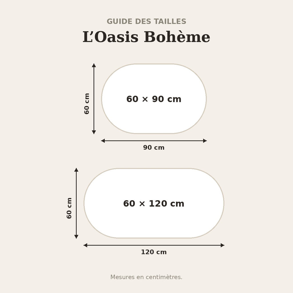 L’Oasis Bohème – guide des tailles