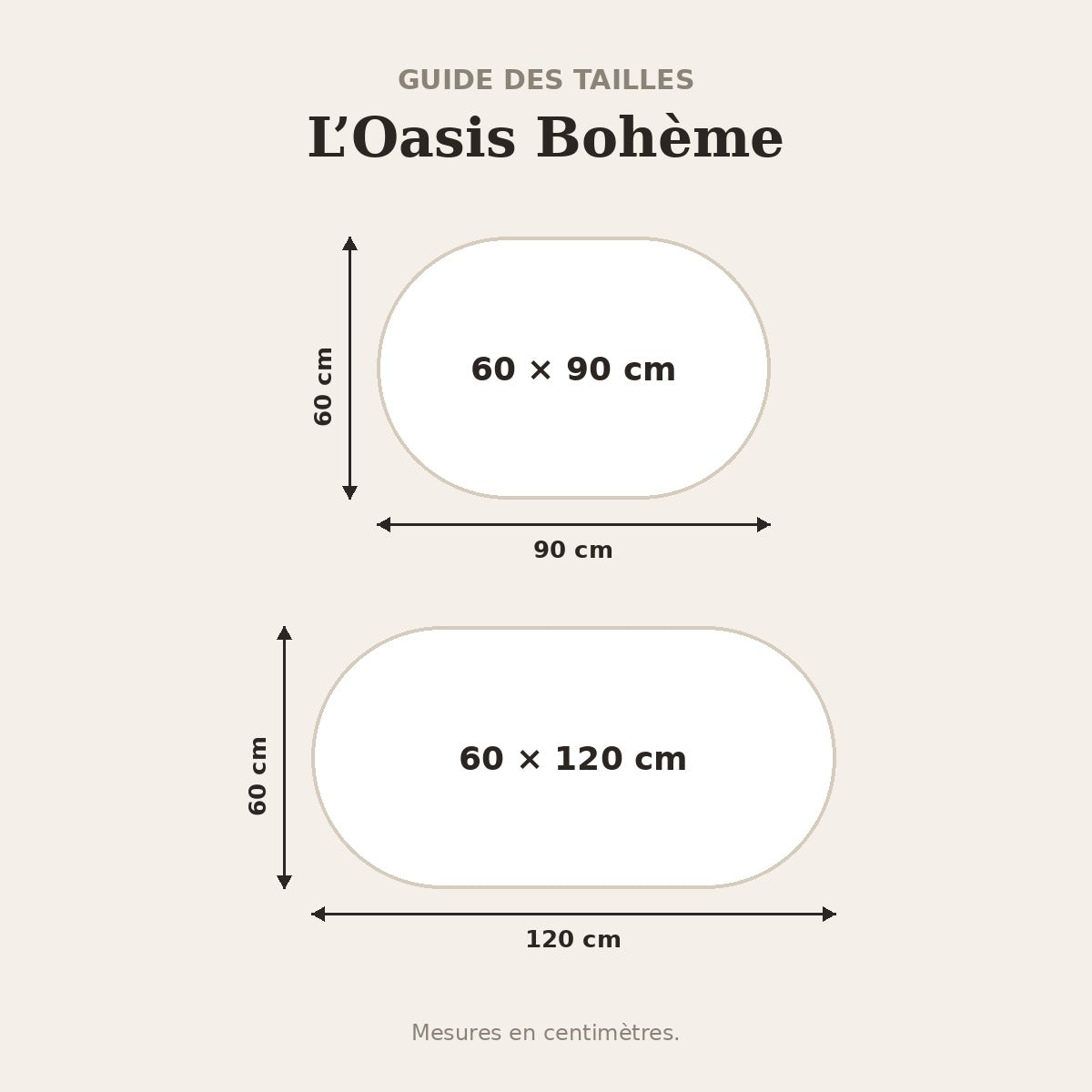 L’Oasis Bohème – guide des tailles