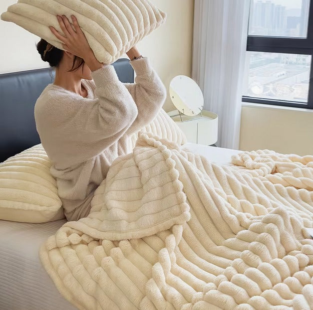 Plaid Tressé XXL – Blanc cassé