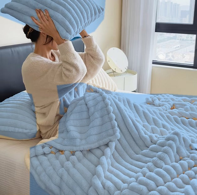 Plaid Tressé XXL – Bleu