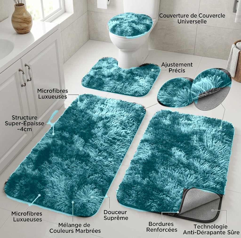 Set Confort de 4 tapis absorbants – Bleu foncé