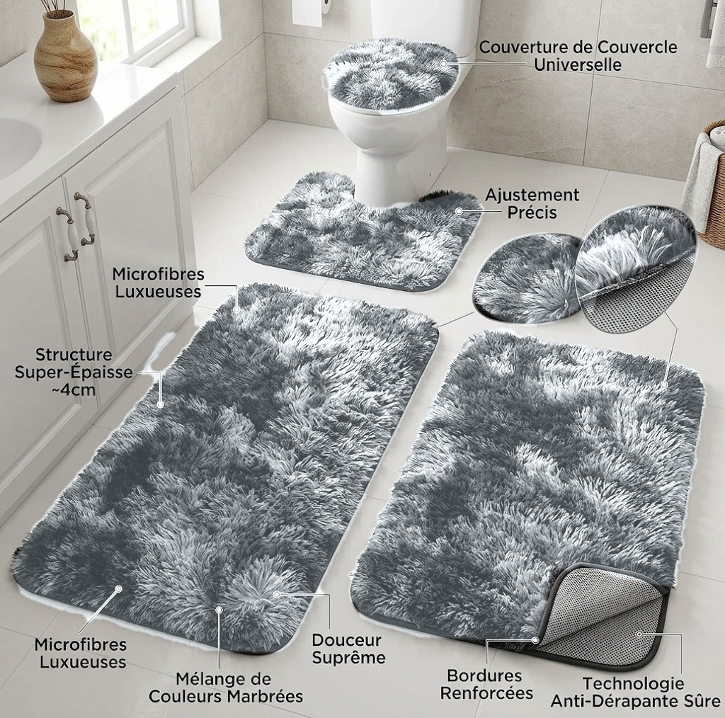 Set Confort de 4 tapis absorbants – Gris aqua
