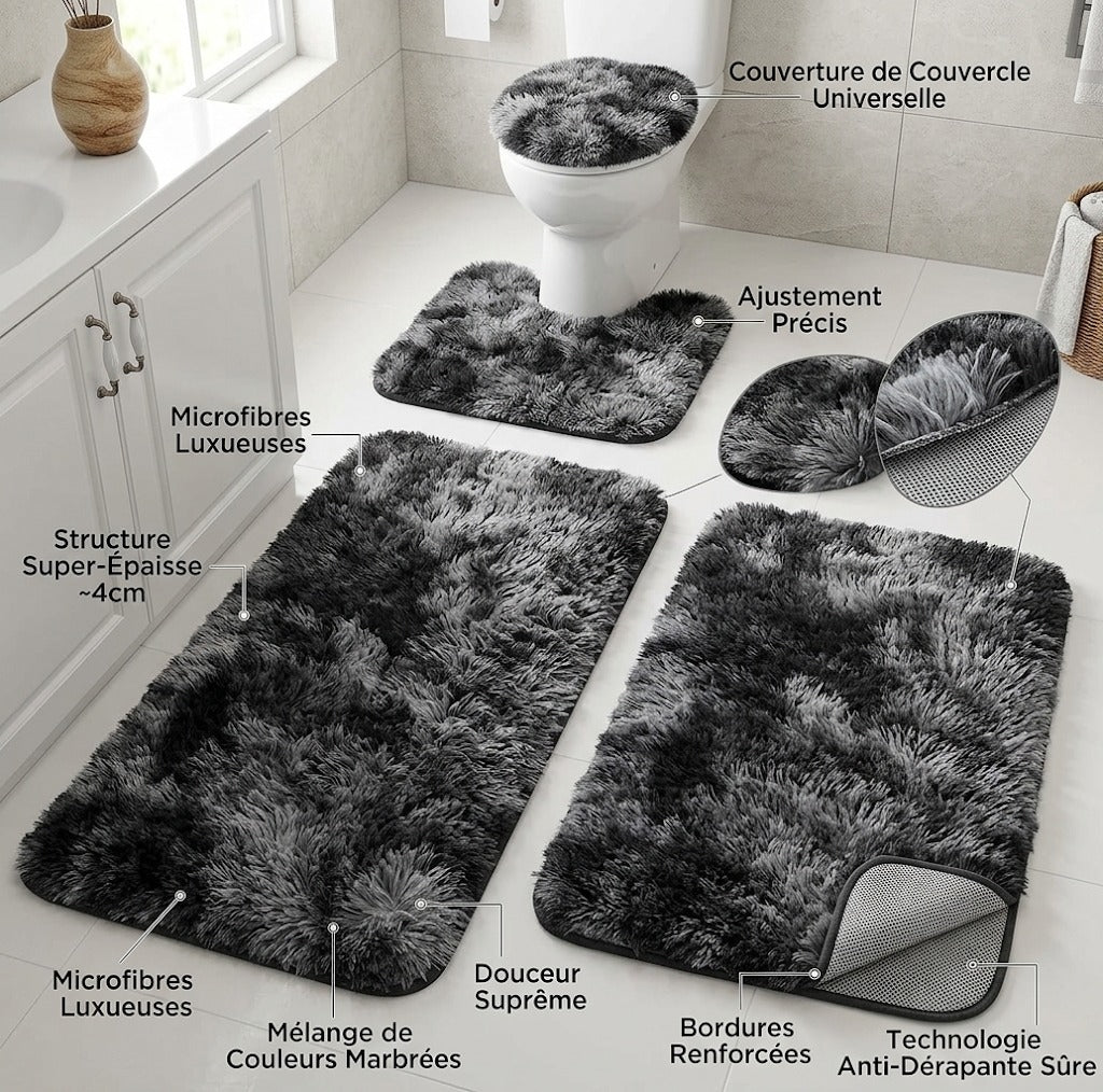 Set Confort de 4 tapis absorbants – Noir et gris