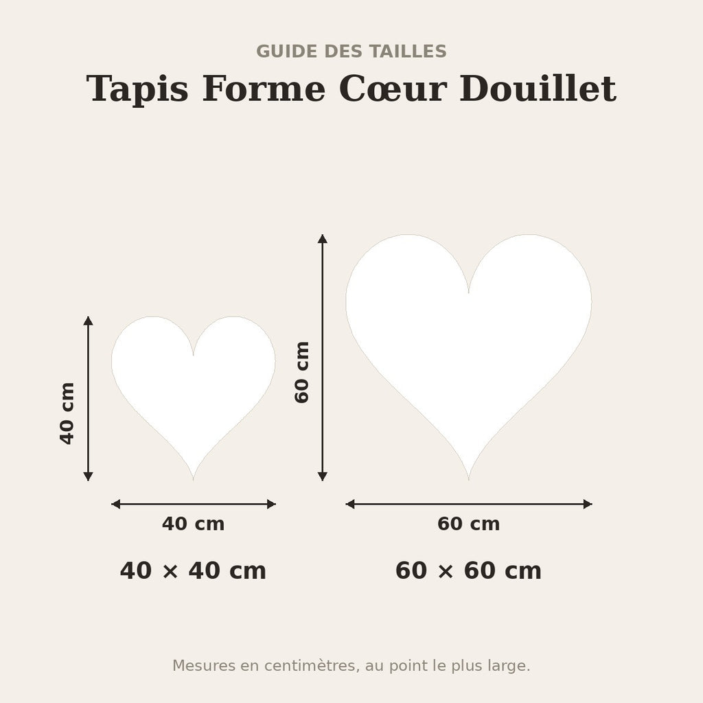 Tapis Forme Cœur Douillet – guide des tailles